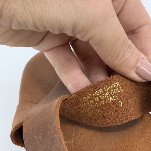 Avellini Platform Sandals Sz 9 Leather Wood Block Heel Studded Boho Strap 70s - Picture 8 of 9